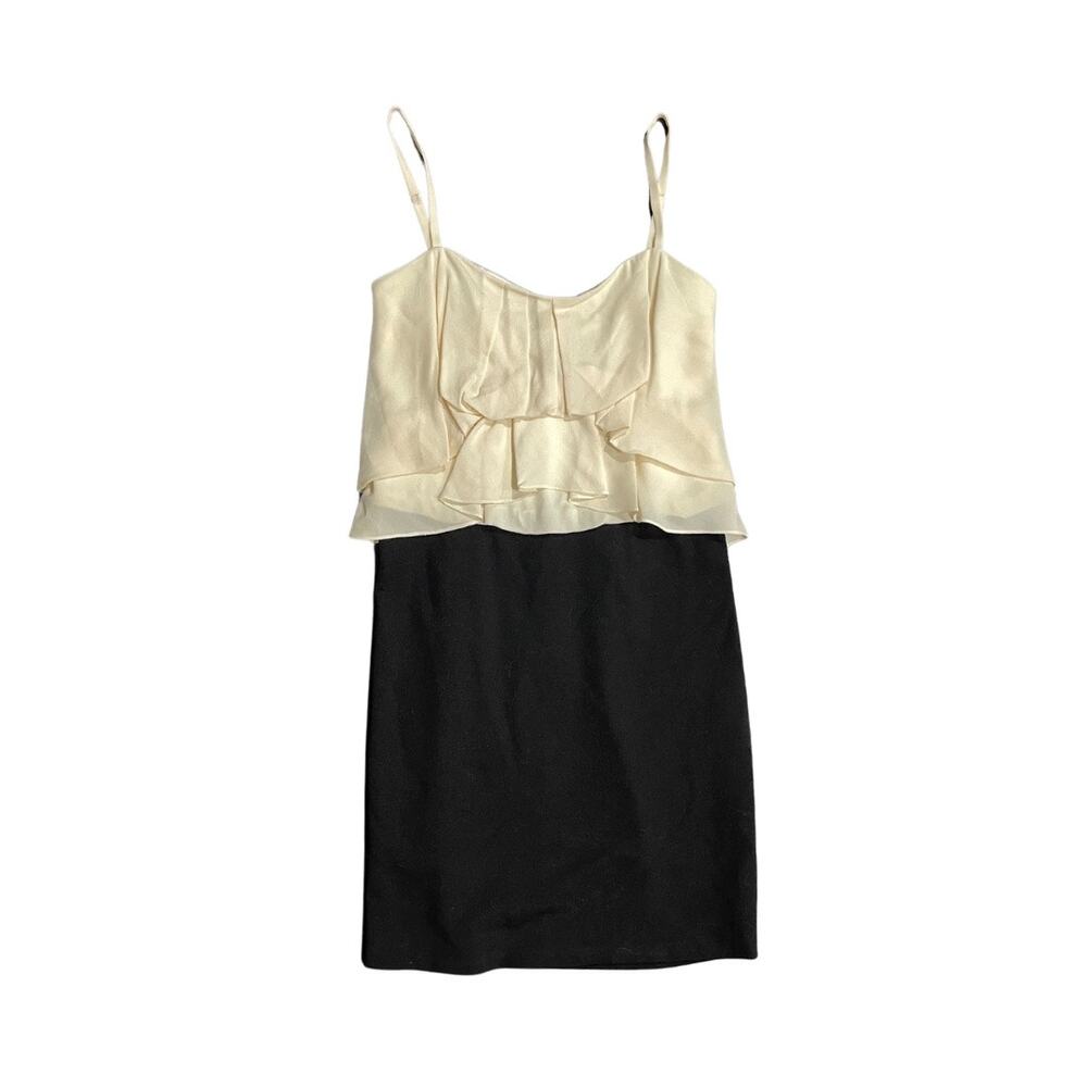 BCBGMAXAZRIA two-tone Prom Wedding Dress Ruffle top 100% Silk Size 2